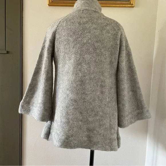 Effortless Cape-Style LUXE Knit Sweater Petite Fit, Heather Gray Soft & Cozy - Picture 5 of 12